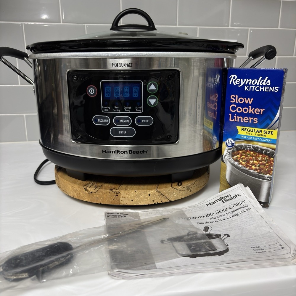 Hamilton Beach Portable 6 Quart Set & Forget Digital Programmable Slow Cooker